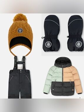 Deux Pas Deux 3T Complete Winter Set: Jacket, hat, snow pants, mittens